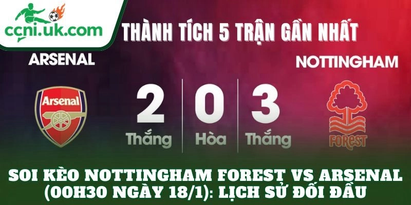 Soi Kèo Nottingham Forest Vs Arsenal (00h30 Ngày 18/1) Phân Tích Chi Tiết 2 Soi kèo Nottingham Forest vs Arsenal (00h30 ngày 18/1): Lịch sử đối đầu