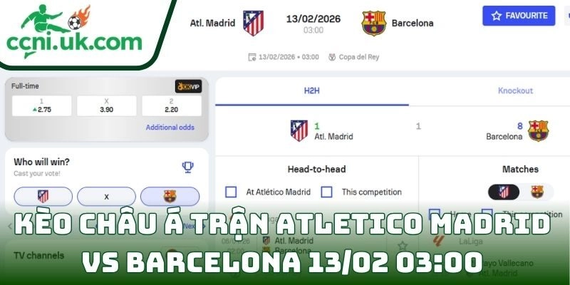 Soi kèo Atletico Madrid Vs Barcelona (13/02 03:00| Cúp nhà vua Tây Ban Nha) 2 Kèo châu Á trận Atletico Madrid Vs Barcelona (13/02 03:00| Cúp nhà vua Tây Ban Nha)