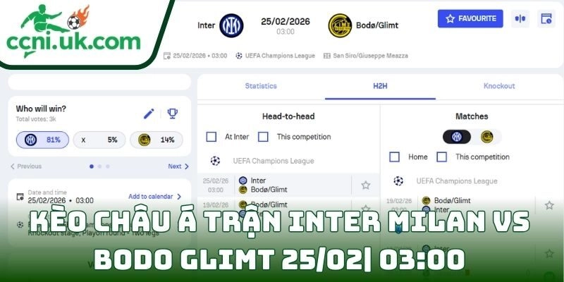 Soi kèo Inter Milan Vs Bodo Glimt (25/02| 03:00, Champions League) – Chênh lệch đẳng cấp, chủ nhà nắm quyền chủ động 2 Kèo châu Á trận Inter Milan Vs Bodo Glimt (25/02| 03:00, Champions League)