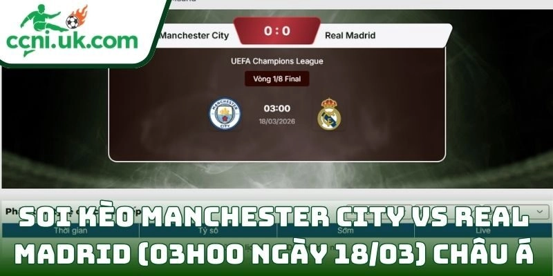 Soi kèo Manchester City vs Real Madrid (03h00 ngày 18/03) giải UEFA Champions League 2 Soi kèo Manchester City vs Real Madrid (03h00 ngày 18/03) châu Á