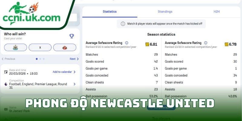 Soi kèo Newcastle United vs Sunderland (19h00 ngày 22/03) giải Ngoại hạng Anh 1 Phong độ Newcastle United