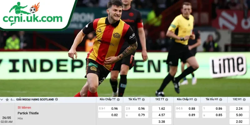 Chi tiết kèo St. Mirren vs Partick Thistle (02h00 ngày 26/05)